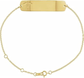 Other-Clasp-Type 925 Sterling Silver Medical ID Bracelet 18k Yellow Gold Plated for Women - Polished Curved Design