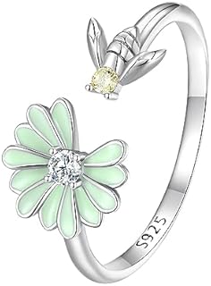 Adjustable Size Bee Design Engagement Ring with Cubic Zirconia for Women - 925 Sterling Silver