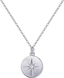 S.Leaf Gold Necklaces for Women Sterling Silver Coin Necklace Starburst Pendant Sterling Silver Necklace for Women