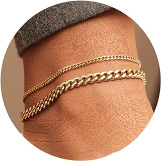 Lobster Claw Clasp Cuban Chain Anklet - 14K Gold Plated Women's Ankle Bracelet by GUOKE - Adjustable Length, Brass Material, Ideal Summer Beach Jewelry Gift