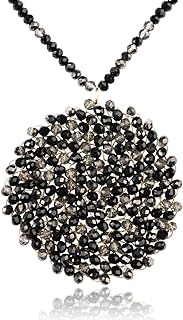 RIAH FASHION Women's Bohemian Beaded Circle Pendant Long Statement Necklace - Sparkly Crystal Disc Wired Round Charm