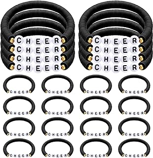 24 Pcs Cheerleader Gifts Stackable Clay Bead Cheer Bracelets Y2k Disc Heishi Surfer Friendship Bracelets for Girls