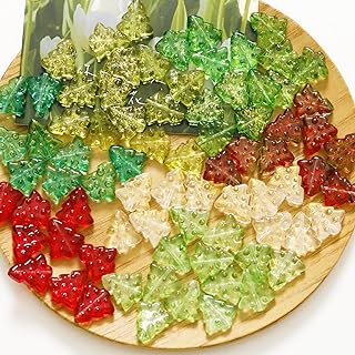100PCS Christmas Glass Beads for Jewelry Making 7 Colors Christmas Beads for Bracelets 15 * 16mm Christmas Tree Bracelet Beads for DIY Necklaces Earring Making