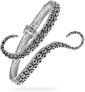 Vintage Silver-plated Octopus Tentacle Cuff Bracelet for Ocean Lovers and Maritime Enthusiasts