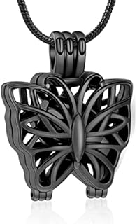 Ball Clasp Butterfly Urn Necklace with Cable Chain and Stainless Steel Gem - Perfect Memorial Locket for Women and Girls - Durable Stainless Steel Design