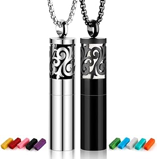 Maromalife Women's Essential Oil Bead Necklace in Stainless Steel with Cylindrical Pendant - Tranquil Aromatherapy Jewelry Gift Set for Mother's Day