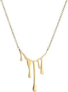 Minimalist Lava Droplet Choker with Adjustable Cable Chain, Titanium Steel Necklace 18K Gold Plated, Unique Jewelry Gift for Modern Women and Girls