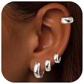 Small 14K Gold-Filled Chunky Hoop Earrings Set for Women - Lightweight, Thick, and Hypoallergenic for All-Day Comfort, Transitions from Casual to Formal – Unique Gift for Girls and Women