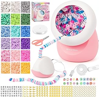 Clay Bead Spinner Kit, 3832 PCS Electric Bead Spinner Kit with 18 Colors Clay Beads and Beading Accessories for Jewelry Making, Bracelet Making Necklaces Waist Beads DIY Gift (Patented)