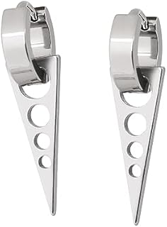 Sacina Gothic Silver Triangle Earrings, Huggie Hoop Earrings, Grunge Earrings, Punk Earrings, Gothic Earrings for Women, Emo Earrings, Halloween Earrings, Halloween Christmas New Year Jewelry Gift For Women