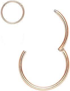 Nose Rings Hoop, 316L Surgical Steel Hinged Nose Rings Hoop 20G 18G 16G 14G Septum Ring Helix Cartilage Hoop Earring Body Piercing Jewelry 5mm-14mm Diameter, Gold, Rose Gold, Silver, Black, Rainbow