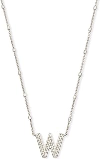 Kendra Scott Letters A-Z Pendant Necklace for Women, Fashion Jewelry, Rhodium-Plated Brass