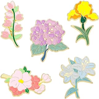 Month Flowers Enamel Pins Iris Lily Hydrangea Peach Blossom Brooch Lapel Badge Cute Cartoon Plants Sets Backpack Pins Floral Enamel Pin for Jackets Cloths Hats