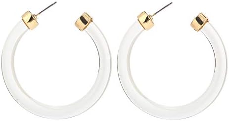 Transparent Color Lucite Resin Hoop Earrings Acetate Statement Drop Earrings
