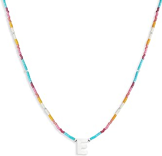 Colorful Beaded Initial Heart Star Cross Choker Necklaces for Women Teen Girls， Boho Handmade Personalized Seed Beads Letter Name Little Necklace Beach Surfer Bohemian Jewelry Gift.
