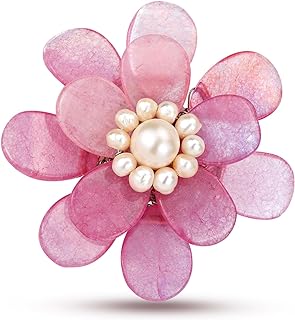 AeraVida Pretty Elegant Pink Quartz Stone Azalea Beauty Floral Pin-Brooch For Women