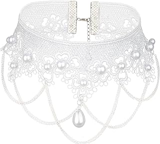 Black Lace Choker Necklace Gothic Jewelry Accessories, Elegant Goth Gothic Collar Necklace for Women Girls Halloween Cosplay