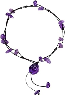 SERYNOW Fashion Handmade Braided Rope Anklet Natural Amethyst Flower Stone Beach Anklet for Women Girls