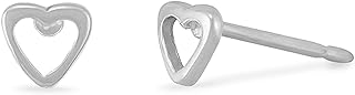 Boma Jewelry Sterling Silver Open Heart Stud Earrings