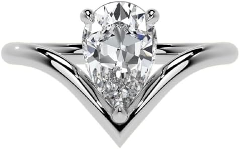 Sterling Silver 2ct White Diamond Ring with Pear-Shape Design, Ideal for Women, Wedding/Anniversary/Eternity Band with Classic Halo Setting