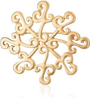 RareLove Gold Snowflake Christmas Brooch Gold Brooch for Ellen Griswold Christmas Costumes, Alloy Plated Big Size Brooches for Women, Vintage Pins,Christmas Jewelry