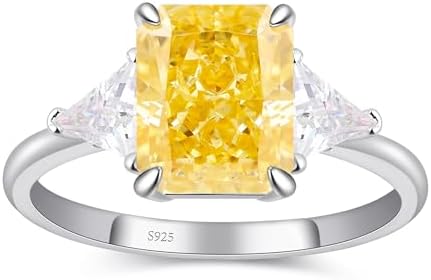 2.7/4CT Radiant CZ Engagement Rings for Women, Women's Round/Radiant Cut 3-Stone Engagement Promise Ring for Her 925 Sterling Silver with 18K White Gold Plated.