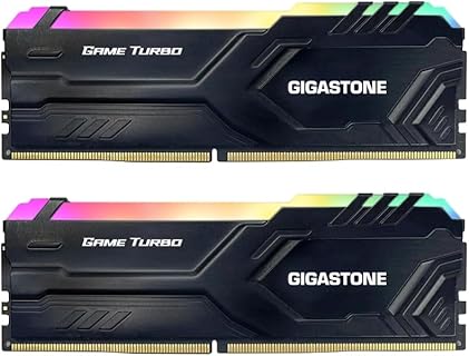 Gigastone Game Turbo RAM de 32GB (2x16GB) con DDR4 3200MHz y Luces LED RGB, CL16, ideal para PCs Gaming de alta velocidad con Intel XMP 2.0 y AMD Ryzen