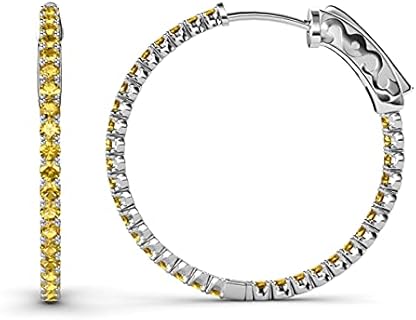 Citrine Inside-Out Hoop Earrings 2.70 ctw 14K White Gold