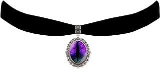 Lobster Claw Clasp Dragon Choker Necklace in Glass and Alloy for Gothic Style Lovers with Cat Eye Design