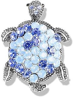 Rhinestone Turtle Animal Brooch Pin for Women Girls Fashion Cute Crystal Tortoise Ocean Sea Brooches Lapel Pins Dainty Christmas Birthday Party Jewelry Unisex Gift for Daughter Son