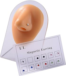 12pcs Crystal Magnetic Stud Earring Magnet Nose Ear Lip Stud Non Piercing, Women Men Steel Crystal Fake Nose Lip Ring Clip Nose Ring Fake Cheater Jewelry Gift