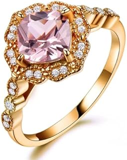 Peach Morganite Cushion Cut Engagement Ring in Solid 10k/14k/18k Gold for Women, Customizable Size 4-14, Perfect for Mother's Day/Valentine's/Anniversary/Birthday Gift, Includes Gift Box