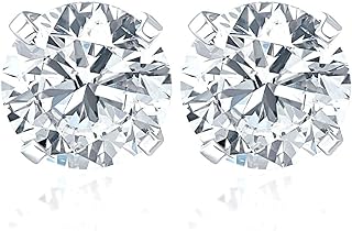 14k White Gold Push-back 1-Carat Lab-Grown Diamond Stud Earrings for Women - Round Cut Elegance