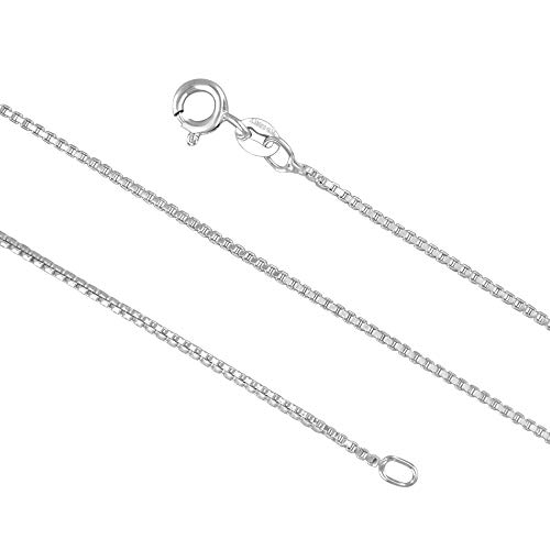 1.3mm Sterling Silver Box Chain – Simple Silver Box Chain Necklace 16-36-inch – Exquisite Silver Box Chain Necklace for Men or Women – No Nickel Sterling Silver
