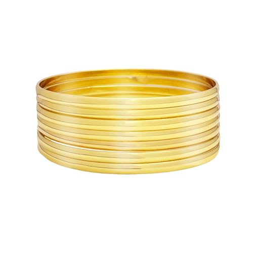 7PCS Gold Bangle Bracelet for Women Girls Minimalist Stackable Bracelet Fashion Stainless Steel Bangle Bracelet