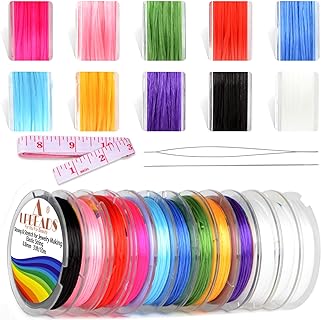 Colorful Elastic Beading String for Bracelets by LPBeads - Craft Ideal for All Kinds of Beads - Includes Needles and Ruler