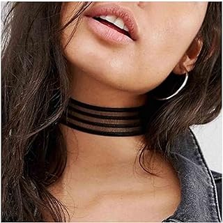 Vintage Hollow Lace Choker Necklace Black Tulle Lace Collar Necklace Thin Wide Lace Choker Necklace Short Plain Black Necklace Gothic Tattoo Choker Necklace Retro 90s Choker Necklace Chain Jewelry for Women and Girls Gifts (Style A)