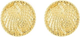 Women Gold Clip Earrings, Vintage Round Button Clip On Earrings Non Pierced Earrings for Teen Girls Jewelry
