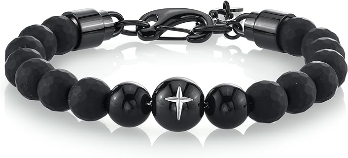 Spartan Men’s 8mm Beaded Bracelets with Hermatine Faceted Beads | Fits 7 to 8 Inch Wrists | Men’s Accessories Fashion Bracelet