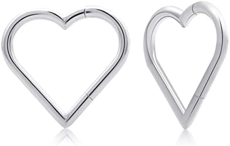 Cartilage Earrings Daith Piercing Jewelry: Titanium Heart Hoop Earrings for Women Sleeper Earrings Hinged Clicker for Tragus Helix Rook Piercing Jewelry Surgical Steel 16G Gold Plated Silver 8mm 10mm 12mm