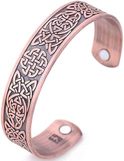 Classic Irish Celtic Knot Bracelet Magnetic Therapy Cuff Bangle Irish Pattern Jewelry (Antique Copper)