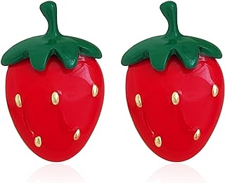 QIAOLEHUI Cute Strawberry Stud Earrings for Women Red Strawberry Earring Enamel Strawberry Earring for Girl Summer jewelry