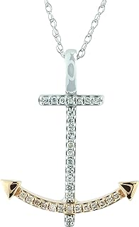 Diamond-Adorned Classic Cross Pendant by Heartland, Beverley Mitchell's Design - Rose and White Gold, with Matching 18" Rope Chain and Spring Ring Clasp