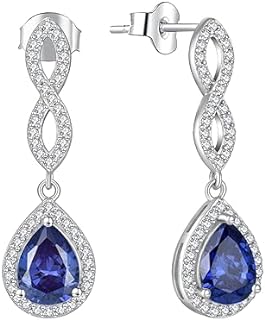 Sterling Silver Long Drop Earrings with Cubic Zirconia Dangle Earrings Infinity Birthstone Jewelry Gifts for Women