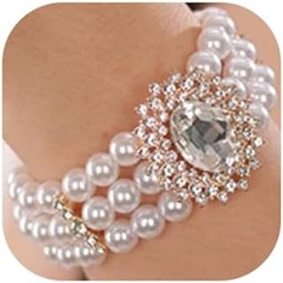Crystal Rhinestone and Imitation Pearl Bracelet with Cable Chain, Adjustable Elegant Wedding and Party Accessory