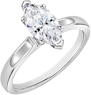 Dazzlingrock Collection 0.50-3.00 Carat Marquise Lab Grown White Diamond V-Prong Solitaire Engagement Ring for Women in 14K Solid Gold