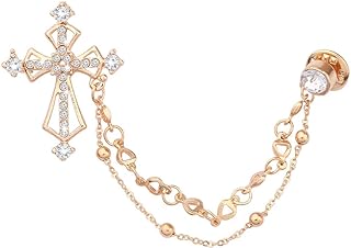 Christian Cross Jewelry Cross Zircon Brooch Pin Cubic Zirconia Cross Crusader Cross Lapel Pin Crystal Rhinestone Crucifix Pin Brooch Gift for Godmother Godfather