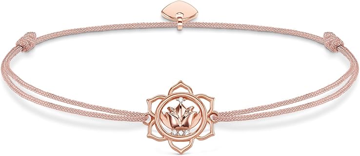 Thomas Sabo Damen Armband mit Lotusblume aus 925er Sterlingsilber, 8,41 cm Länge, hochwertige Zirkonia-Steine und Schiebeverschluss - Perfekt als Geschenk zu besonderen Anlässen