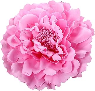 HC-01 Floral Fall Peony Flower Hair Clip Flamenco Dancer Pin up Flower Brooch (Pink)