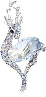 RAINBOW BOX Vintage Deer Brooch - Swarovski Crystal-Pin Clasp Rhinestone Pendant in Alloy Metal Design